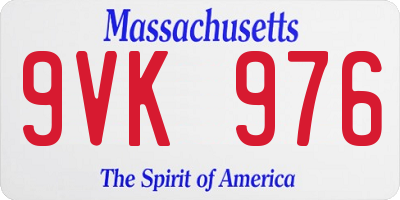 MA license plate 9VK976