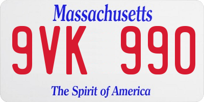 MA license plate 9VK990