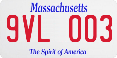 MA license plate 9VL003