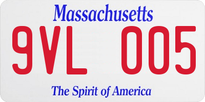 MA license plate 9VL005