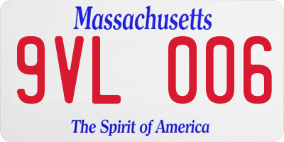 MA license plate 9VL006