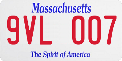MA license plate 9VL007