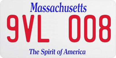MA license plate 9VL008