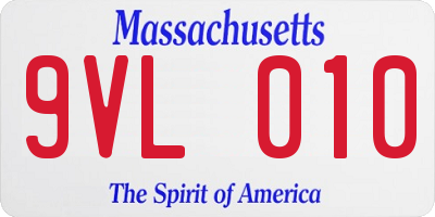 MA license plate 9VL010