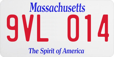 MA license plate 9VL014