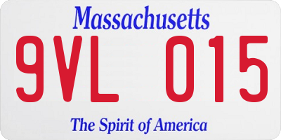 MA license plate 9VL015