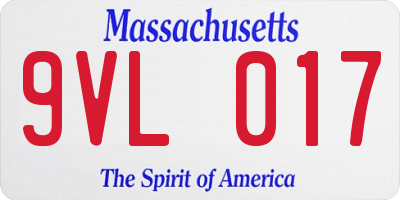 MA license plate 9VL017