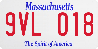MA license plate 9VL018