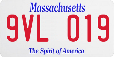 MA license plate 9VL019