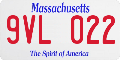 MA license plate 9VL022