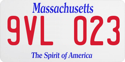 MA license plate 9VL023