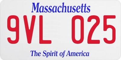 MA license plate 9VL025