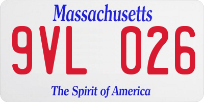 MA license plate 9VL026