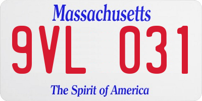 MA license plate 9VL031