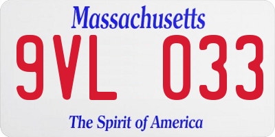 MA license plate 9VL033