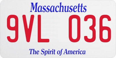 MA license plate 9VL036