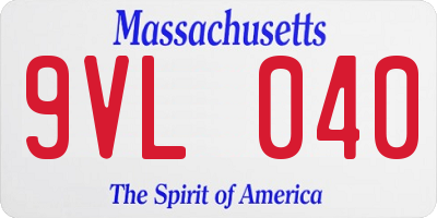 MA license plate 9VL040