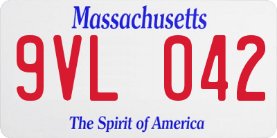 MA license plate 9VL042