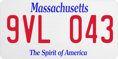 MA license plate 9VL043