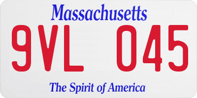 MA license plate 9VL045