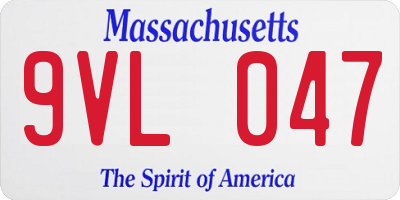 MA license plate 9VL047