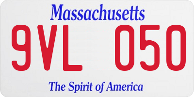 MA license plate 9VL050
