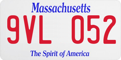 MA license plate 9VL052
