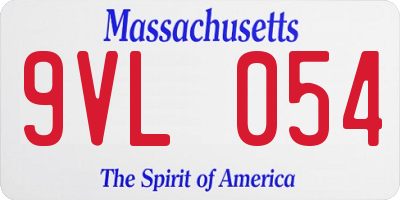 MA license plate 9VL054