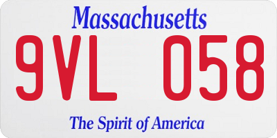 MA license plate 9VL058