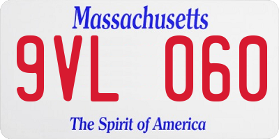 MA license plate 9VL060