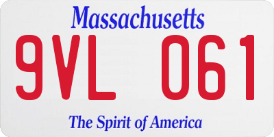 MA license plate 9VL061