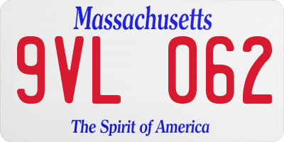 MA license plate 9VL062