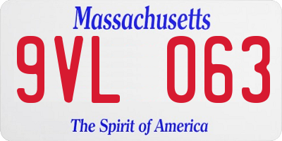MA license plate 9VL063