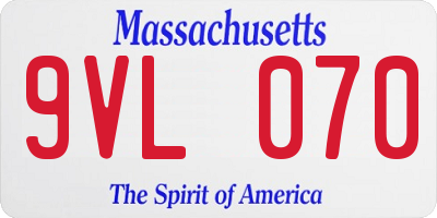 MA license plate 9VL070