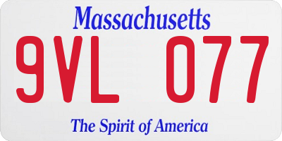 MA license plate 9VL077