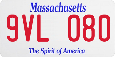 MA license plate 9VL080