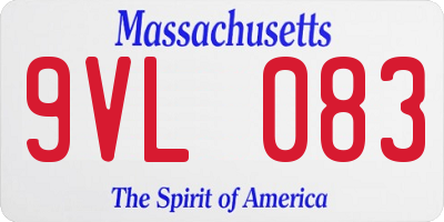 MA license plate 9VL083