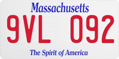 MA license plate 9VL092