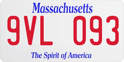 MA license plate 9VL093