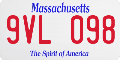 MA license plate 9VL098