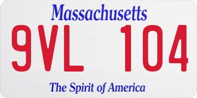 MA license plate 9VL104