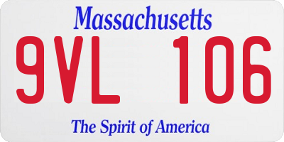 MA license plate 9VL106