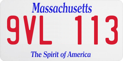MA license plate 9VL113