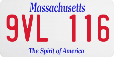 MA license plate 9VL116