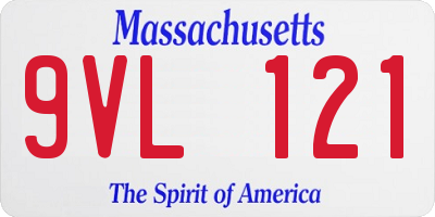 MA license plate 9VL121