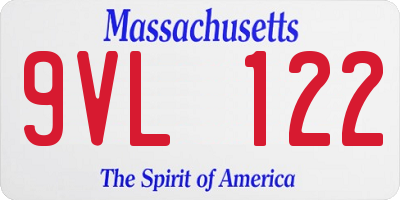 MA license plate 9VL122