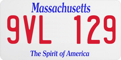 MA license plate 9VL129