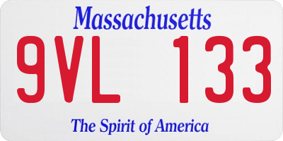 MA license plate 9VL133
