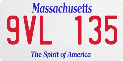 MA license plate 9VL135