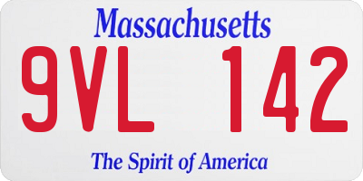 MA license plate 9VL142